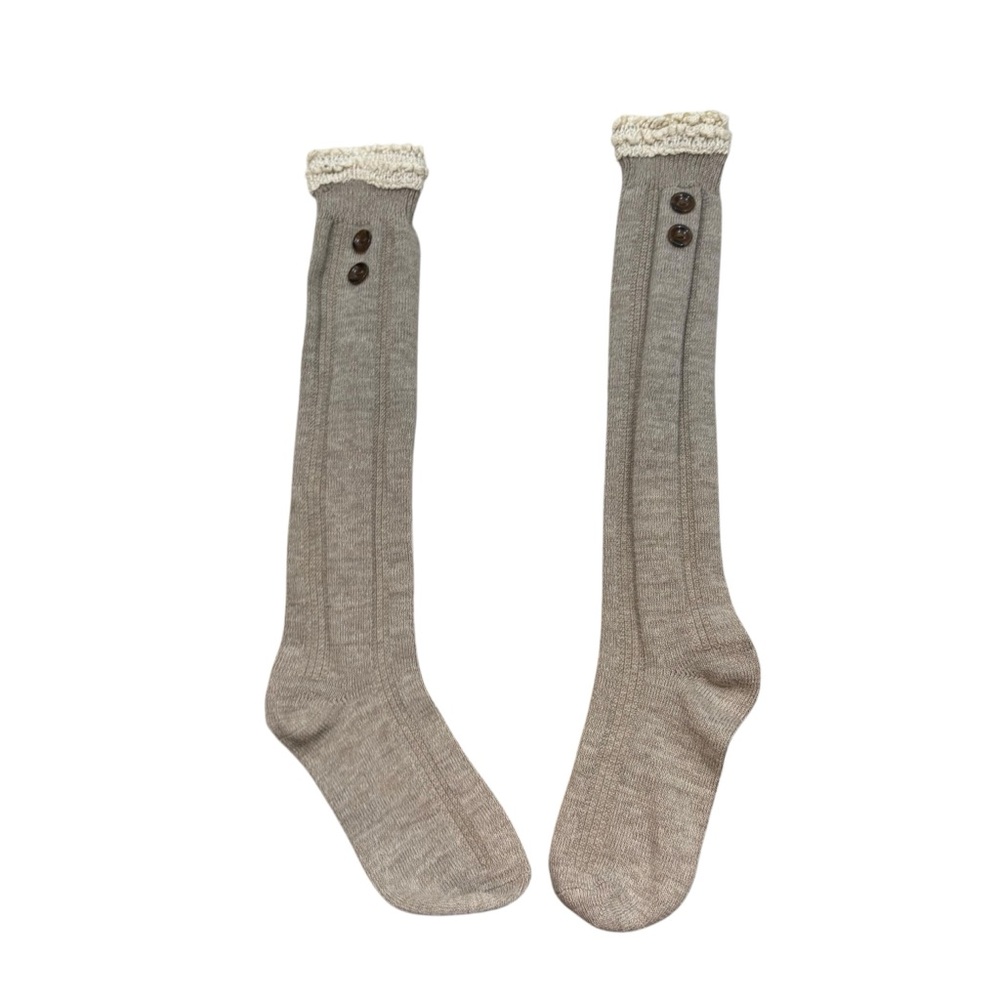 Ladies Brand New without Tags Lace Top Beige Knit Boot Socks One Size